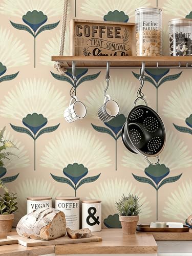 Safiyya Peel and Stick Wallpaper Boho Floral Wallpaper for Bedroom Living Room Removable Self Adhesive Floral Cottage Vinyl Contact Paper for Cabinets Accent Wall 17.3inx78.7.1in - Image 2