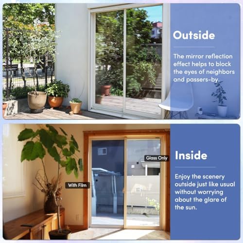 Coavas One Way Privacy Window Film Heat & Glare Control, 35.4"x118" Blue - Image 4