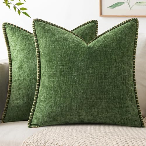 MIULEE Decorative Couch Throw Pillow Covers 18x18 Inch Forest Green 2 Pack by MIULEE