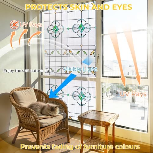OHTMERU 3D Stained Glass Window Privacy Film Decorative Non-Adhesive - Image 3