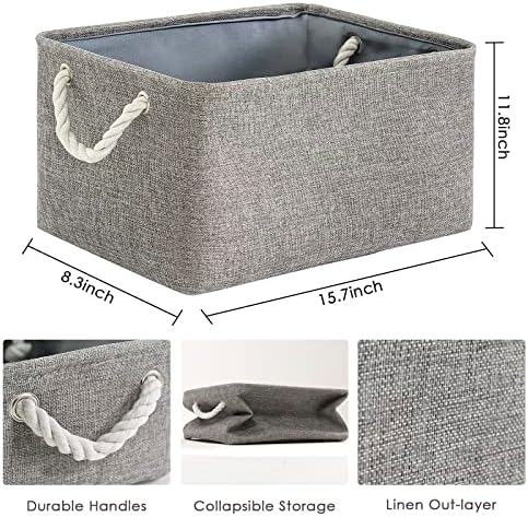 TheWarmHome Large Storage Bins- Storage Baskets for Organizing Shelves, Basket Organizer for Closet Bookshelf Dog Toy Nursery Clothes Laundry Home Organization, Fabric Storage Cubes W/Handles - Image 2