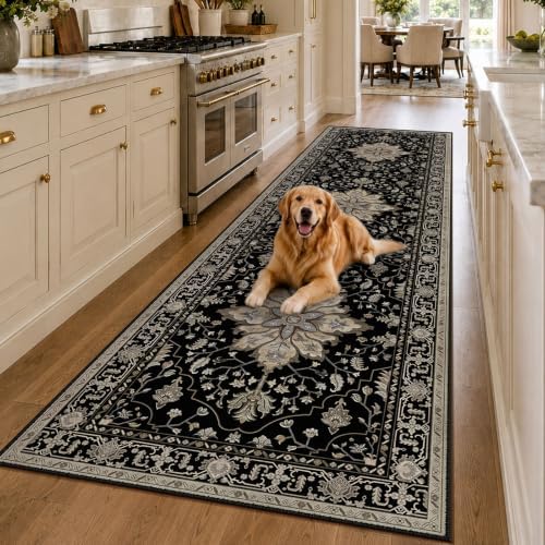RELEANY Washable Area Rug, Runner 3'x10', Black/Neutral - Image 2