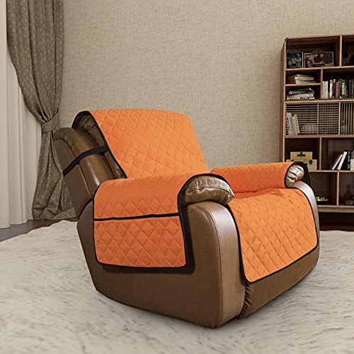 Easy-Going Reversible Couch Cover, Oversized Recliner, Orange/Black - Image 2