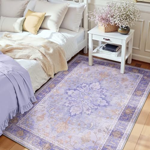 RELEANY Washable Area Rug, 3'x5', Purple by RELEANY
