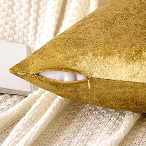 MIULEE 12x20 Inch Lumbar Velvet Throw Pillow Covers Golden - Image 4