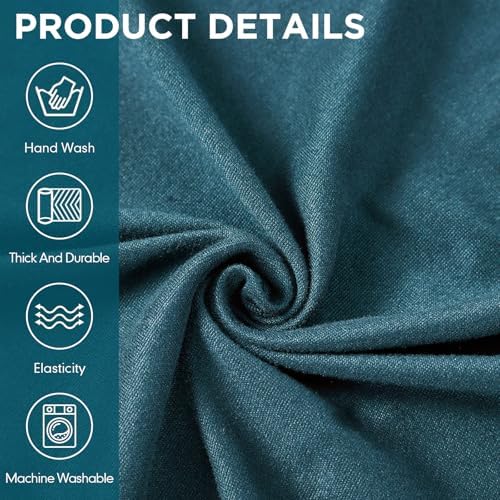 Peryiter 3 Pcs Couch and Loveseat Sofa Covers,Peacock Blue,Milk Silk - Image 3