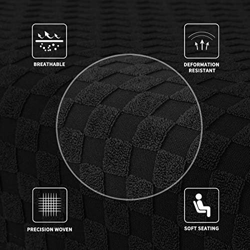 MAXIJIN Jacquard Ottoman Cover Slipcovers Folding Storage Stool Furniture Protector Cover Soft Thick Rectangle Foot Rest Slipcover with Elastic Bottom (Ottoman Large, Black) - Image 5