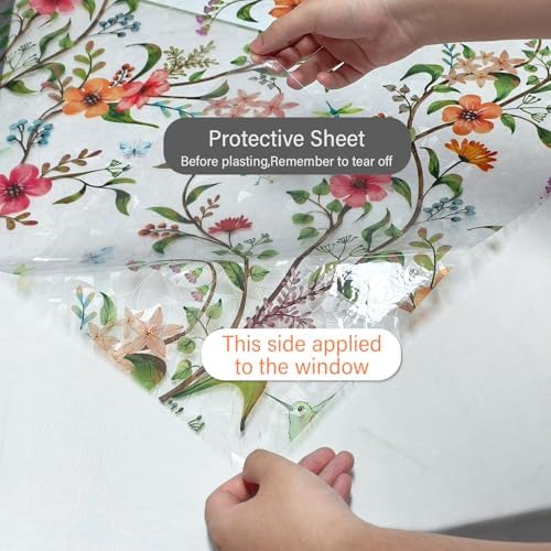 Finnez Stained Glass Window Film, Decorative Floral Rainbow, 23.6″ x 157.4″ - Image 5