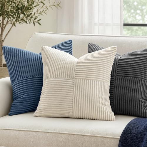 MIULEE Dusty Blue Decorative Euro Sham Pillow Covers 24x24 Inch 2 Pack - Image 3