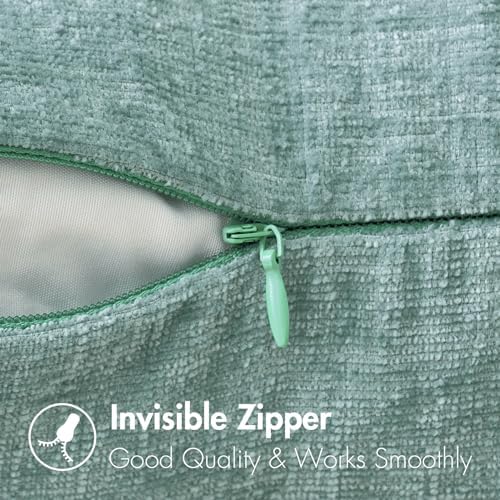 MIULEE Soft Chenille Throw Pillow Covers Aqua Green 18x18 Inch Pack of 2 - Image 3