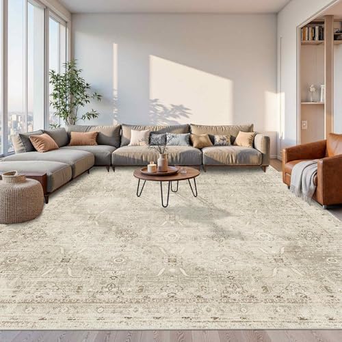Rugxara Beige 10x14 Area Rugs for Living Room Bedroom Large Washable Rug - Image 3