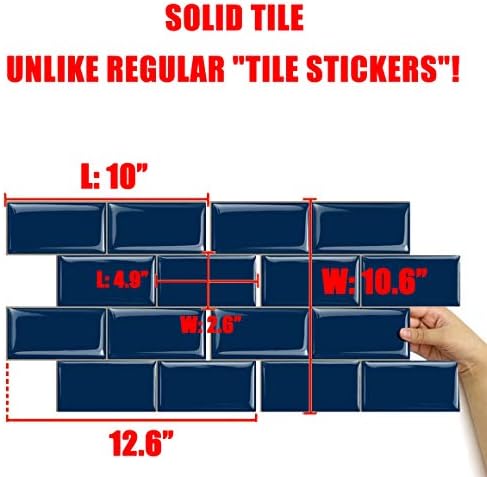 STICKGOO Peel and Stick Subway Tile, Stick on Tiles Backsplash for Kitchen & Bathroom in Deep Blue (Pack of 10, Thicker Design) - Image 2