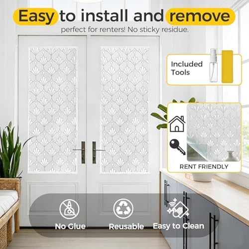 OHTMERU Window Privacy Film Decorative Non-Adhesive, Reusable, Anti-Glare - Image 5