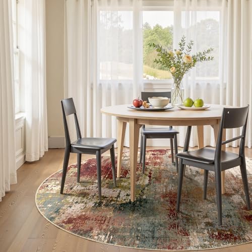 RELEANY Washable Round 8ft Area Rug for Living Room Rustic Brown - Image 2
