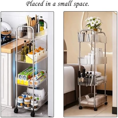 4-Tier Clear Utility Rolling Cart with Wheels for Kitchen & Bathroom - Image 6