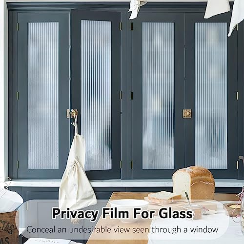 VELIMAX 1/2-Inch Reeded Glass Window Film, Frosted Reeds Window Film, Window Privacy Film, 3D Window Decals Non Adhesive for Bathroom Living Room Office, 29.5x118 inches - Image 6
