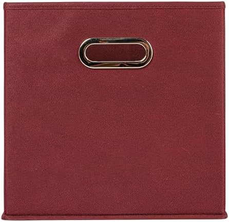 Household Essentials Fabric Storage Bins 6 Piece Set, Burgundy - Image 4
