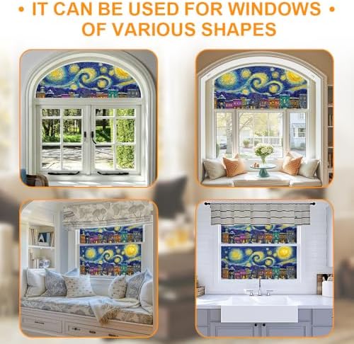 Cmialusie Starry Town Window Film 17.3 x 39.3 Inch Cling - Image 7