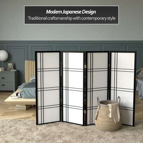 4 ft. Short Double Cross Shoji Screen - Black - 4 Panels - Image 2