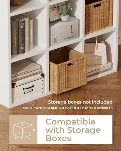 GTPLAYER 9-Cube Storage Organizer, Fits 11" Bins, Vertical or Horizontal Use, Opening Bookshelf, Partial Back Panels, Design Bookcase, for Closet, Bedroom, White - Image 3