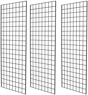 Heavy Duty Gridwall Panels Commercial Grade Grid Panel for Retail Display Wall 2' Width x 5' Height, Black (Pack of 3) by 7RiversART