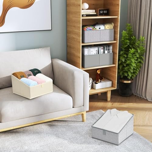 DIMJ Trapezoid Storage Bins for clothes - 6 Packs Closet Organizers and Storage Baskets, Foldable Closet Baskets with Handles and Divider, Closet Storage Bin Toybox for Shelves Living Room Bedroom - Image 3