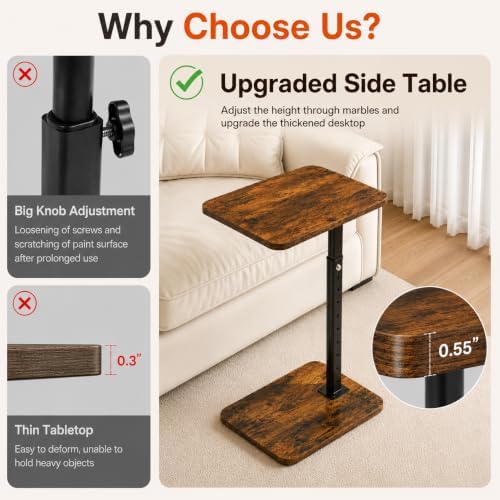 C-Shaped TV Tray Table, Height Adjustable Side Table, Couch Table End Table - Image 5