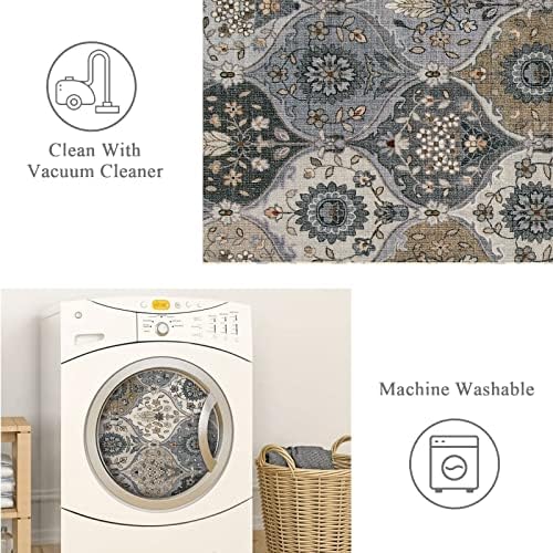 Lahome Moroccan Trellis Washable Area Rugs, 3x5 Rug for Bedroom Entryway Indoor Non-Slip, Small Oriental Accent Carpet for Living Room Kitchen Bathroom Office Elise, Grey - Image 4
