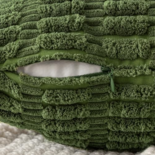 MIULEE Corduroy Decorative Throw Pillow Covers 20x20 Moss Green Pack of 2 - Image 3