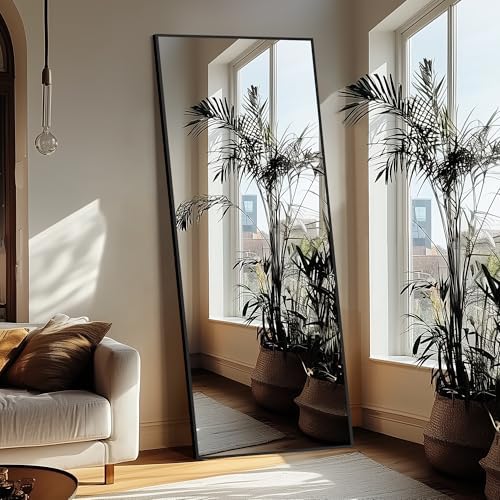 Delma Full Length Mirror with Stand, 75x35 Black Floor Mirror - Image 2