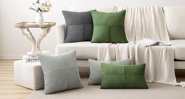 MIULEE Moss Green Decorative Throw Pillow Covers for Couch 18x18 Inch - Image 5