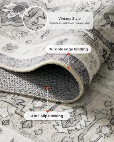 AMADA HOMEFURNISHING 9x12 Area Rug, Washable Low-Profile Large Area Rug with Non-Slip Backing & Durable Edge Binding, Vintage Large Rugs for Living Room, Bedroom - Image 6