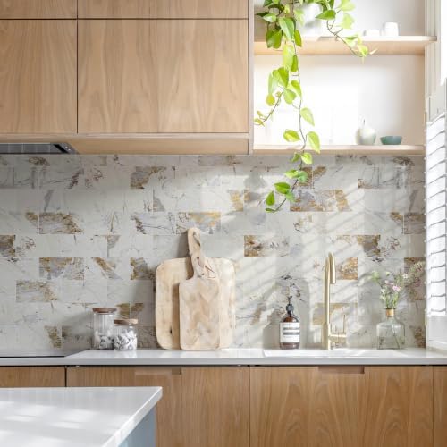 STICKGOO 10-Sheet Backsplash Peel and Stick Subway Tile(Thicker Design, Glossy Pandora Marble) - Image 7