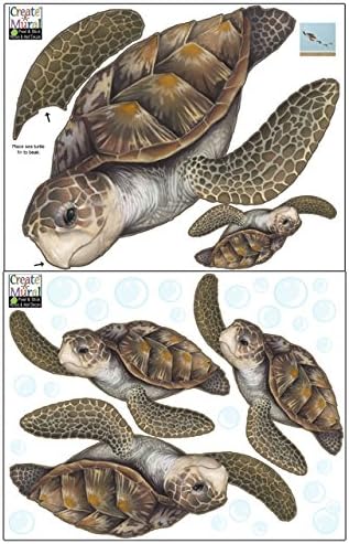 Sea Turtle Family Ocean Wall Decals, Dolphin Fish, Undersea Decor Stickers for Beach Kids Room Sea Wall Stickers, Boys Girls Toddler Baby Nursery Bedroom, Playroom, Bathroom (Sea Turtle Family) - Image 6