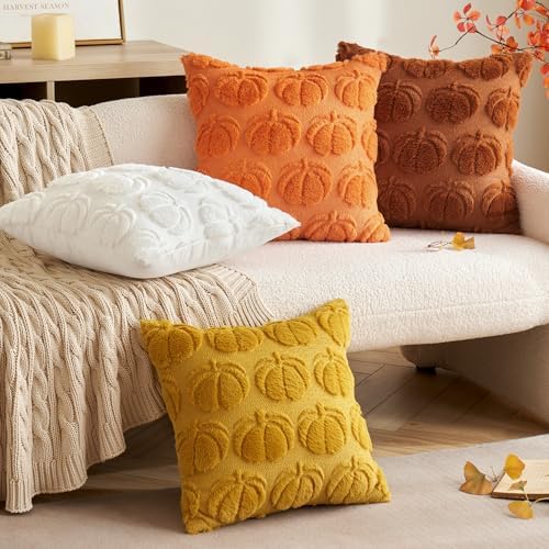 MIULEE Fall Pillow Covers Pumpkin Fall Decor 20x20 Orange - Image 3