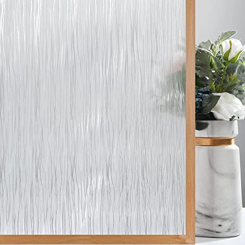 VELIMAX Frosted Window Privacy Film Non Adhesive Window Cling Removable Glass Covering Clear Water Opaque Window Film for Home Anti UV 35.4x157.4 inches by VELIMAX