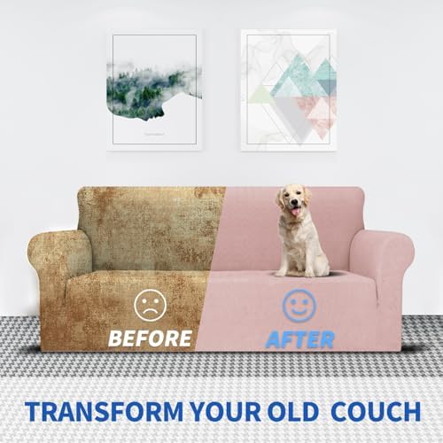 MAXIJIN Chair Covers for Living Room 1 Piece Stretch Sofa Chair Slipcovers with Arms (31"-46") Furniture Protector for Dog Pet Couch Armchair Cover (Chair, Diamond Pattern Dusty Pink) - Image 5