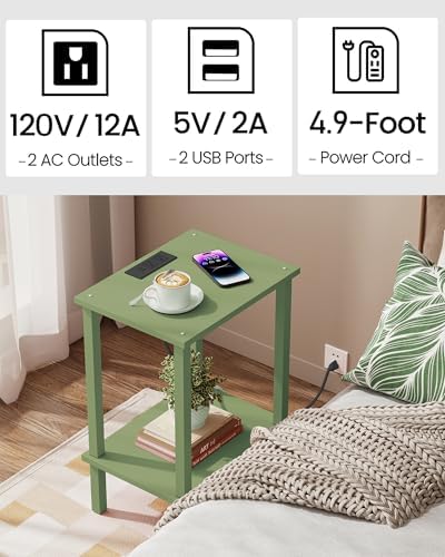 TUTOTAK End Table with Charging Station, Side Table, Nightstand - Image 6