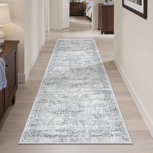 Soalmost Runner Rug 2x5 Washable Non-Slip Kitchen Entry Runners Grey - Image 3