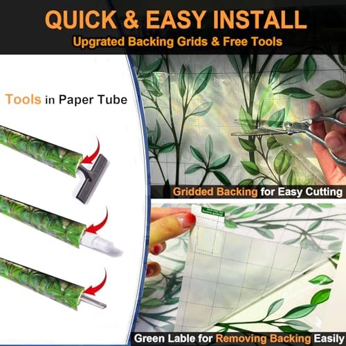 Leafy Rainbow Window Privacy Film, Stained Glass Cling, 47.2" * 157.4 " - Image 4