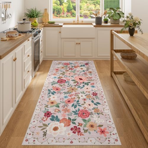 DUKINO 3x7 Kitchen Runner Rug, Washable Rug for Hallway Non Slip, Beige - Image 4