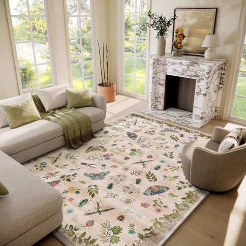 10x14 Area Rugs for Living Room: Washable Rug Non Slip Stain Resistant Low Pile Faux Wool Ultra Soft Lightweight Indoor Large Rugs for Dining Room Bedroom Nursery Under Table Rug Farmhouse Home Office - Image 6