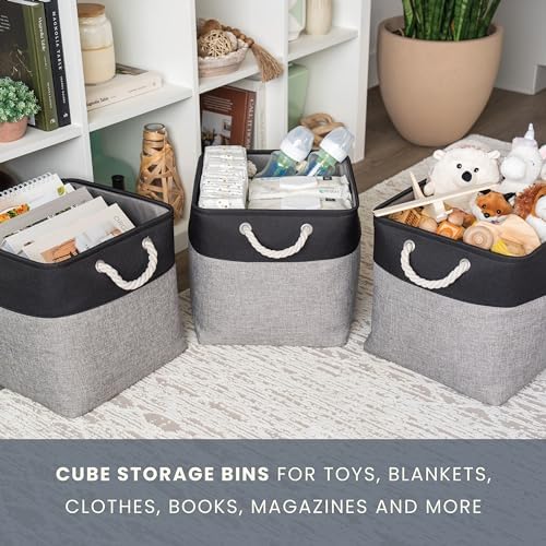 OrganiHaus 13x13 Cube Storage Bins, 4-Pack Fabric Cubes, Rope Handles - Image 5