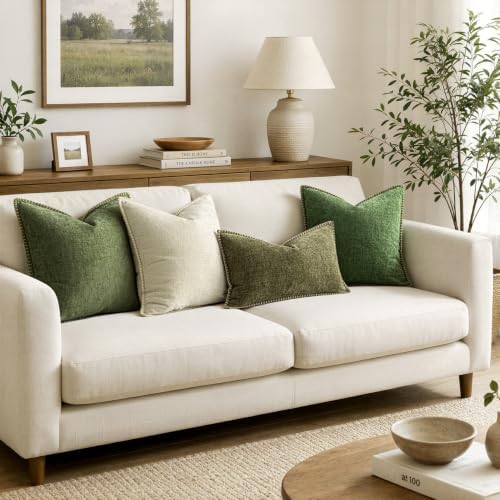 MIULEE Decorative Lumbar Throw Pillow Covers 12x20 Inch Olive Green 2 Pack - Image 5