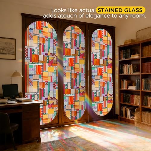 OHTMERU 3D Stained Glass Window Privacy Film Decorative Non-Adhesive - Image 4
