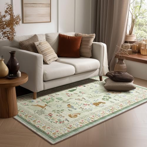 Washable Small Throw Rugs for Entryway: Door Mat Indoor Entrance 4x6 Area Rug Non Slip Low Pile Kitchen Rug for Front Door Indoor Entrance Entry Kids Room by palohom