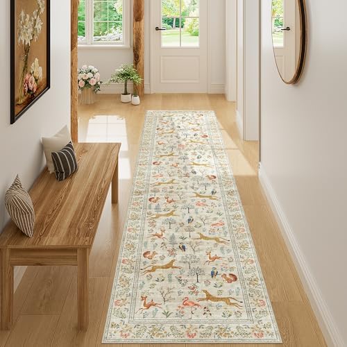DUKINO 2x8 Washable Runner Rug, Non Slip Animal Kitchen Runner Rug, Beige by DUKINO