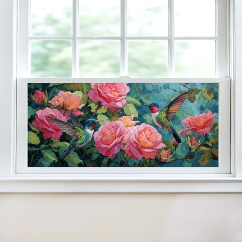 Cmialusie Hummingbird Rose Window Film 17.3 x 39.3 Inch Cling by NeedaOne
