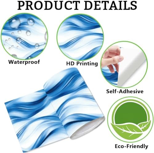 Ocean Wave Wallpaper Border Peel and Stick 196 x 4 Inch Ocean Beach Bulletin Board Boarder PVC Decorative Mirror Frame Trim Stickers for Bathroom Kitchen Backsplash Hotel Home Decorations - Image 6