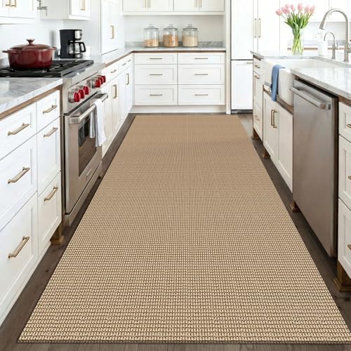 KOZYFLY Washable Area Rug 4x6 ft Non Slip Rubber Backed Living Room Rugs Braided Woven Cotton Kitchen Rugs Indoor Entryway Rug Floor Carpet for Dining Living Room Bedroom, Orange Beige/Tan/Brown - Image 2